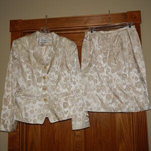 Vintage Blushe By Spiegel Champagne Floral Women Size 8 Career Skirt Suit Jacket